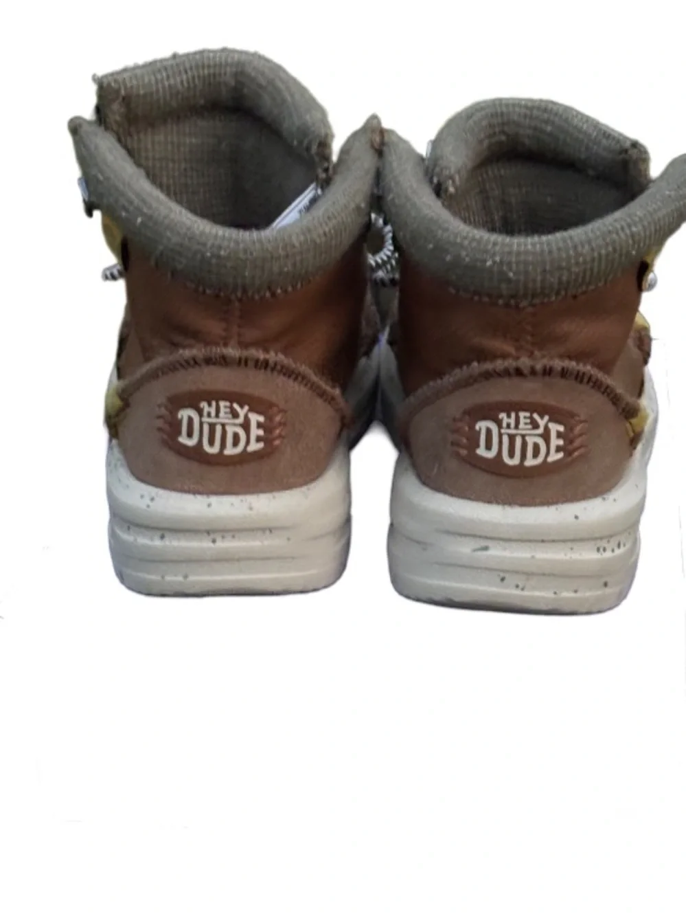 Hey Dude Brown Kids High-Top Boots with White Speckled Sole